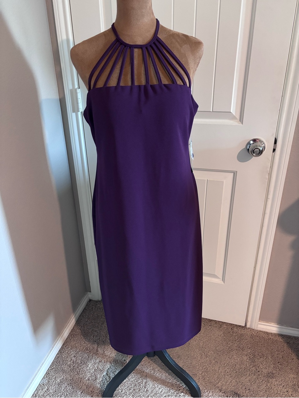 Premier Amour Strappy Halter Midi Dress in Purple